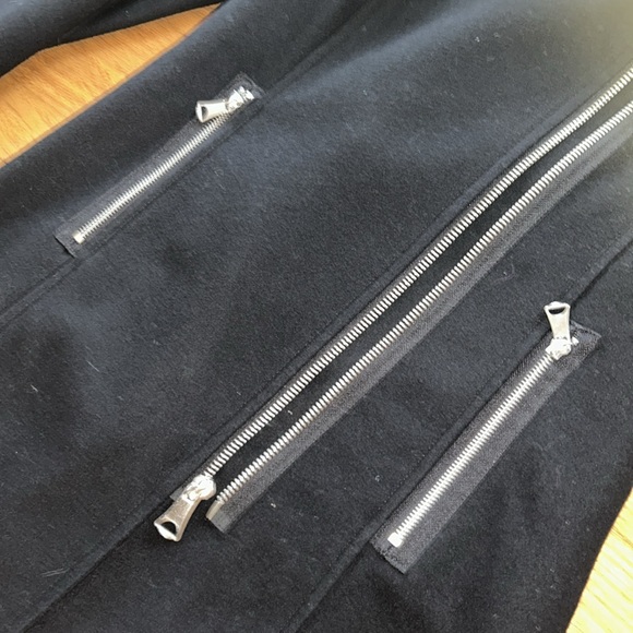 Marc New York Black Coat Wool Sweatshirt Hood Midi Women’s US Size 4 Small - Picture 8 of 12